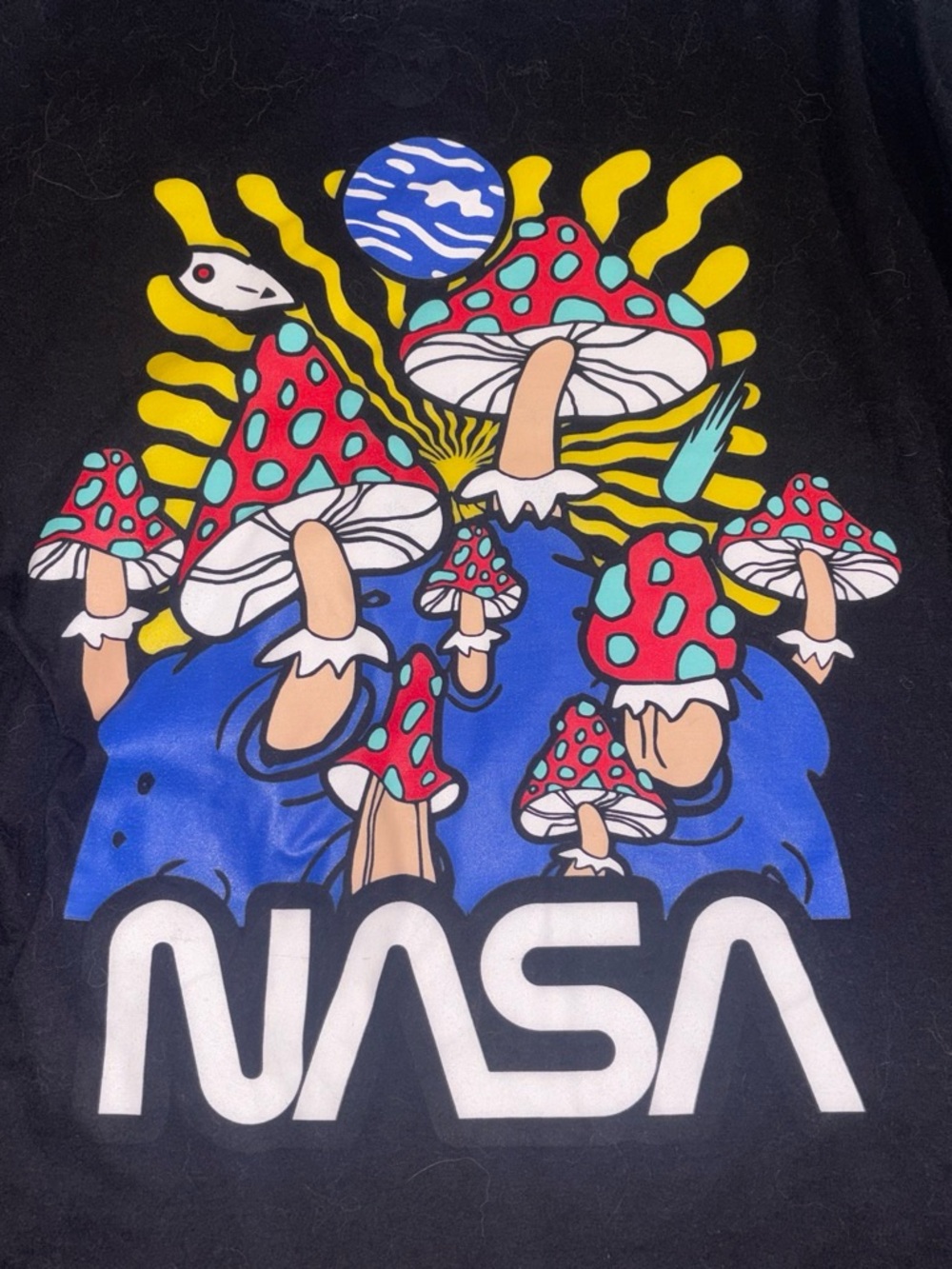 NASA Graphic Tee with Psychedelic Mushrooms